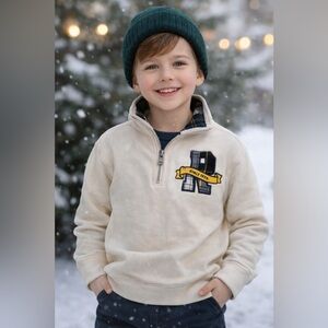 Roots Beige Kids Sweatshirt with Navy Accents